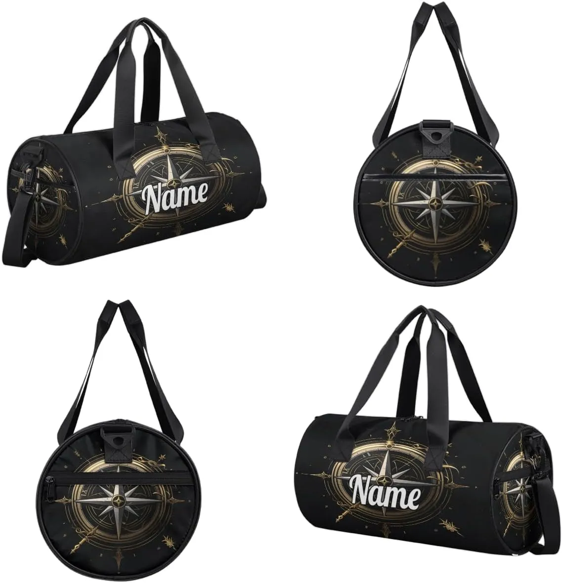 Custom Dance Duffel Bag Sport Backpacks Gyms and Weekend Overnight Travel Duffle Bag Birthday Christmas Halloween Waterproof, Compass Pattern