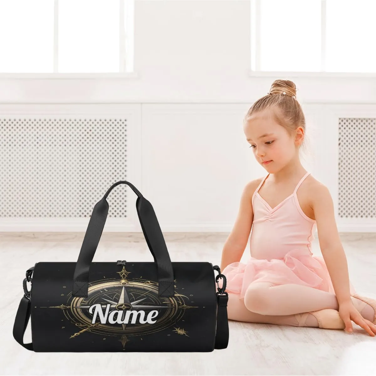 Custom Dance Duffel Bag Sport Backpacks Gyms and Weekend Overnight Travel Duffle Bag Birthday Christmas Halloween Waterproof, Compass Pattern