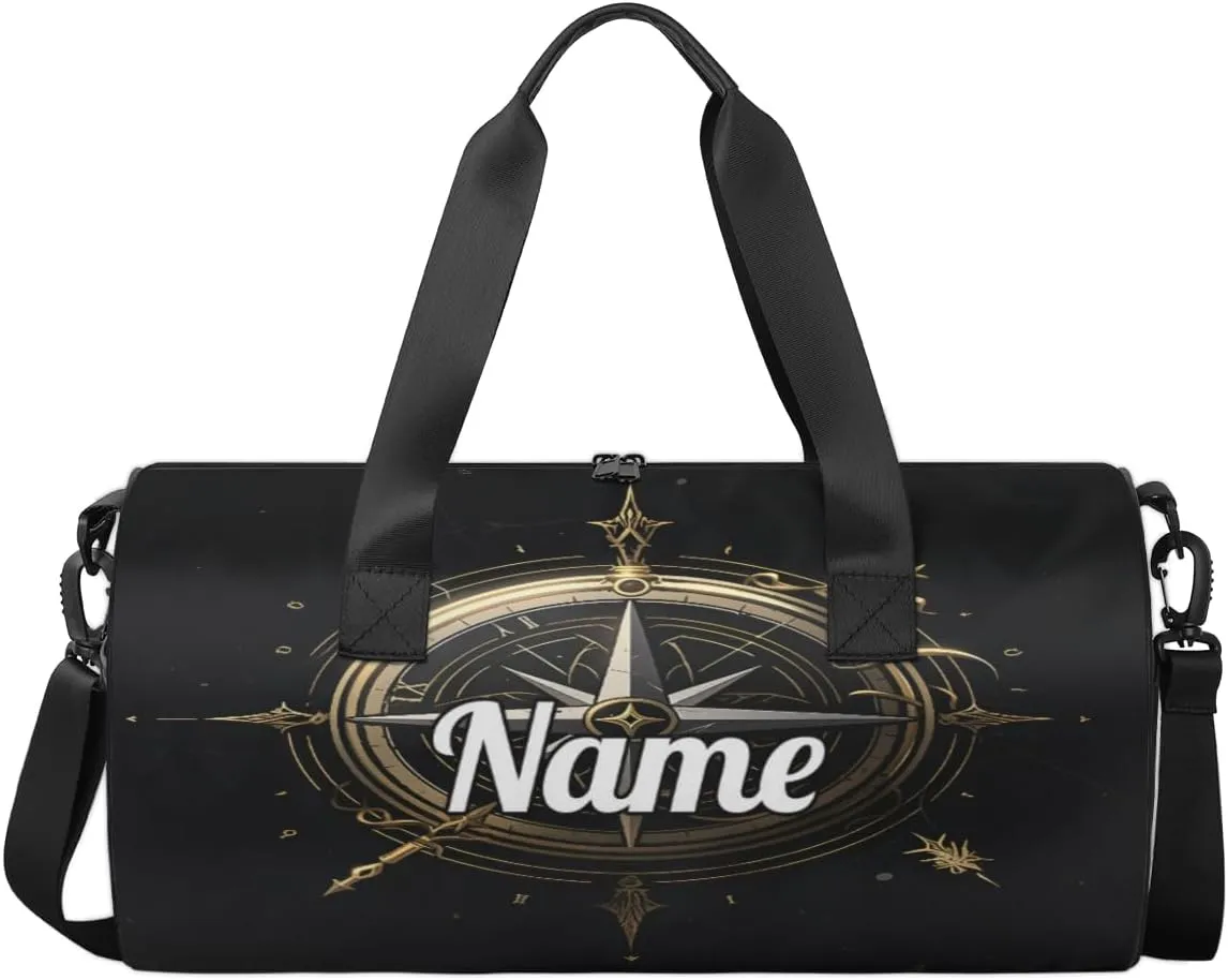 Custom Dance Duffel Bag Sport Backpacks Gyms and Weekend Overnight Travel Duffle Bag Birthday Christmas Halloween Waterproof, Compass Pattern