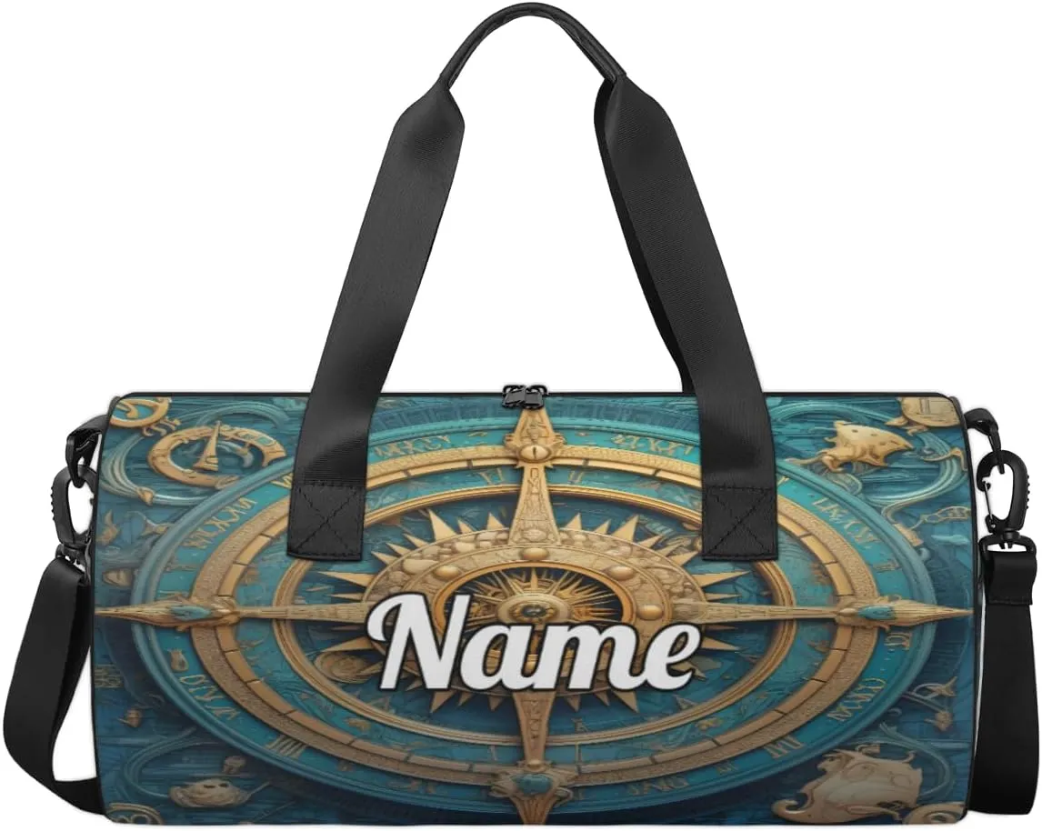 Custom Dance Duffel Bag Sport Backpacks Gyms and Weekend Overnight Travel Duffle Bag Birthday Christmas Halloween Waterproof, Compass Printed
