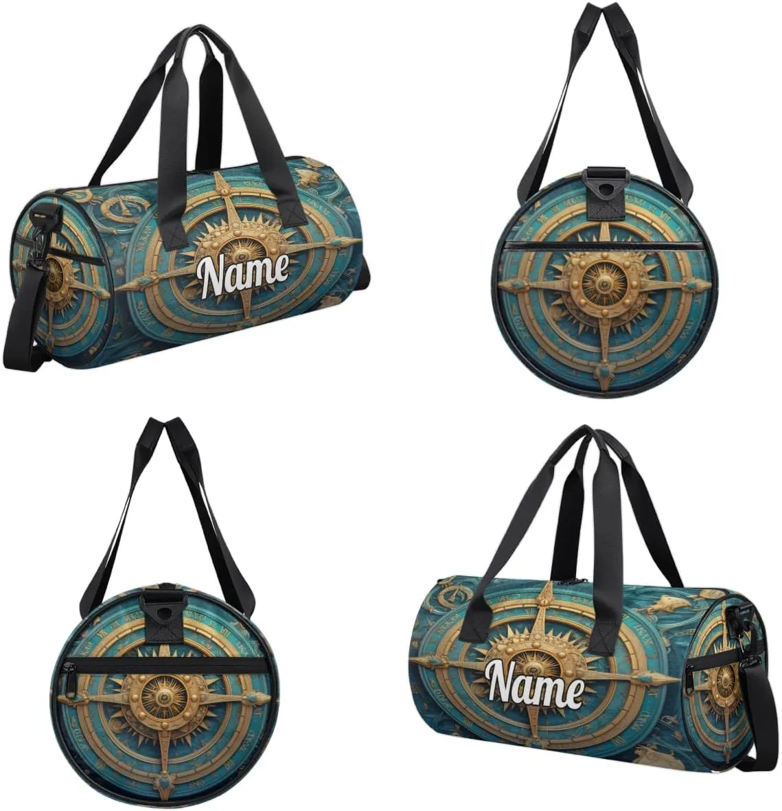 Custom Dance Duffel Bag Sport Backpacks Gyms and Weekend Overnight Travel Duffle Bag Birthday Christmas Halloween Waterproof, Compass Printed