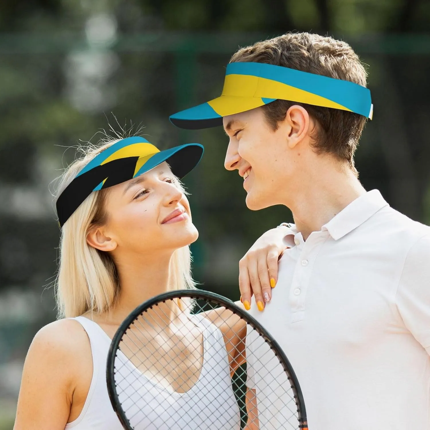 Cute Flag Sun Visor for Women and Men, Adjustable Sports Sun Visor Hats with UV Protection for Tennis Golf Running