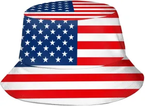 Cute Funny Flag Bucket Hat Packable Fashion Sun Cap Outdoor Flag Fisherman Hat for Women Men Boys Girls