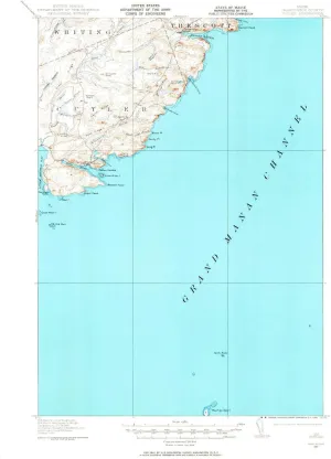 Cutler ME topo map, 1:62500 Scale, 15 X 15 Minute, Historical, 1917, Updated 1965, 20.8 x 16.9 in