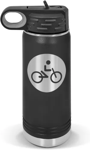 Cycling Water Bottle 20 oz - Laser Engraved w/Flip Top Removable Straw - Polar Camel - Stainless - Vacuum Insulated - Drinkware - Biking Bicycle Competitive v2