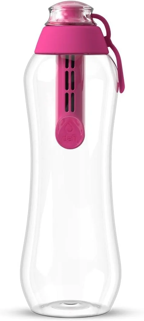 Dafi - Filtered Water Bottle with Filter & Straw 16.9 oz, BPA-Free, Made in EU - Travel Water Bottle Purifier Pink