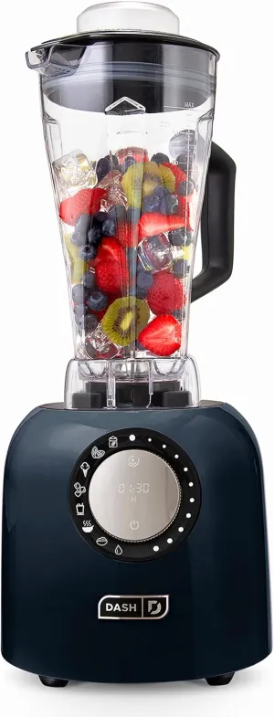 Dash Chef Series Deluxe Digital 64 oz Countertop Blender, with Stainless Steel Blades, Tritan Blending Jug, Tablet Stand & USB Charging Port, for Smoothies, Nut Butters, Purees, Soup and More - Black