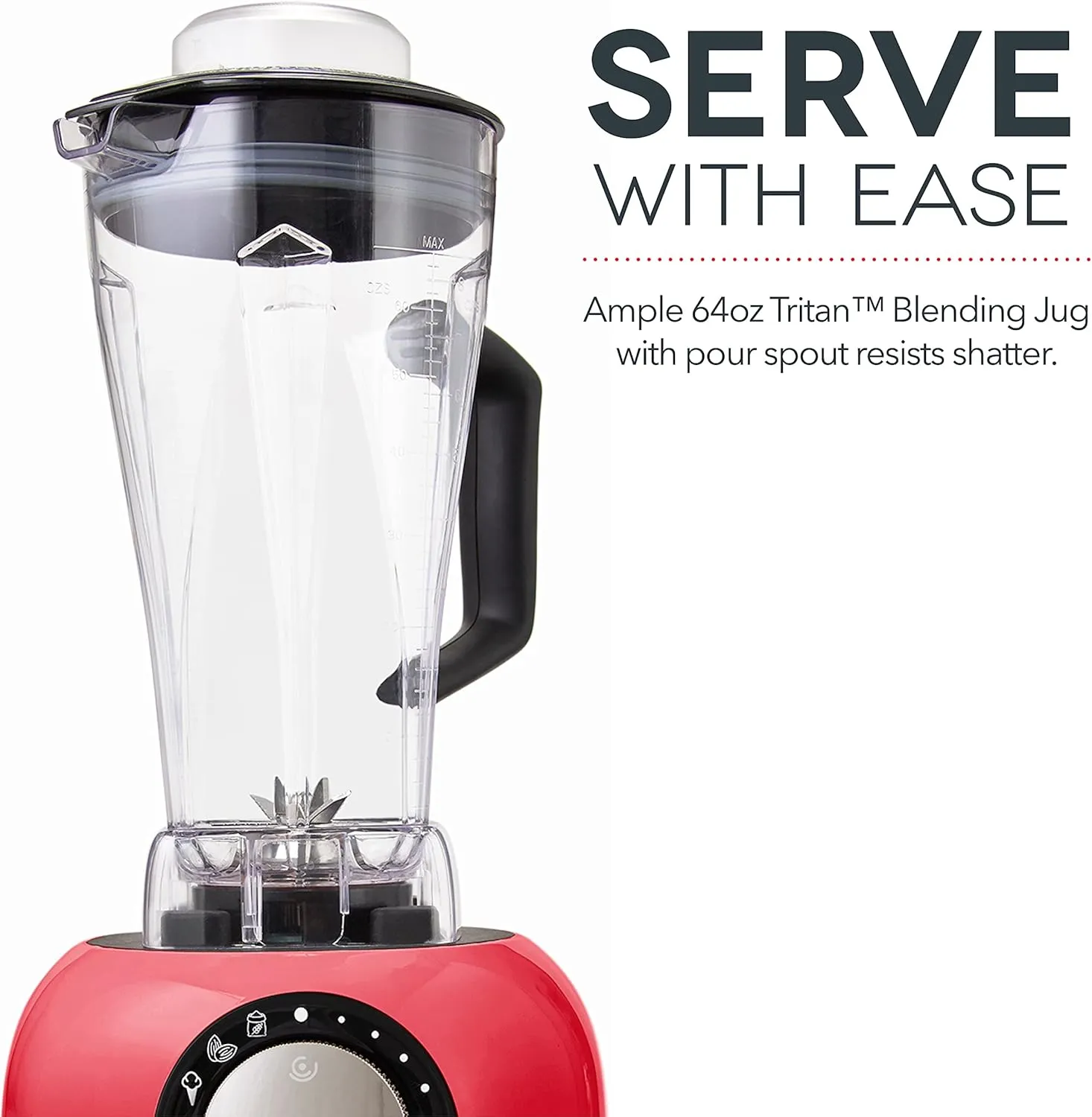 Dash Chef Series Deluxe Digital 64 oz Countertop Blender, with Stainless Steel Blades, Tritan Blending Jug, Tablet Stand & USB Charging Port, for Smoothies, Nut Butters, Purees, Soup and More - Red