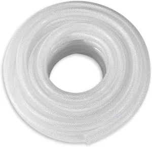 DAVCO 5/8" ID × 50 ft Heavy Duty Braided Clear Plastic Vinyl Tubing, Flexible High Pressure Reinforced PVC Vinyl Tube Hose, Non-toxic, BPA Free