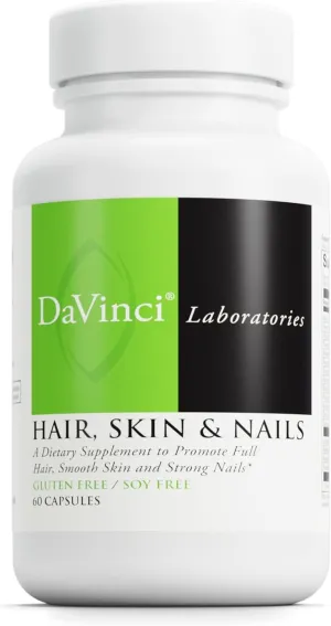 DAVINCI Labs Hair, Skin & Nails - Helps Support Shiny Hair, Strong Nails & Healthy Skin with Collagen, Biotin, Hyaluronic Acid & More* - 60 Capsules (30 Servings)