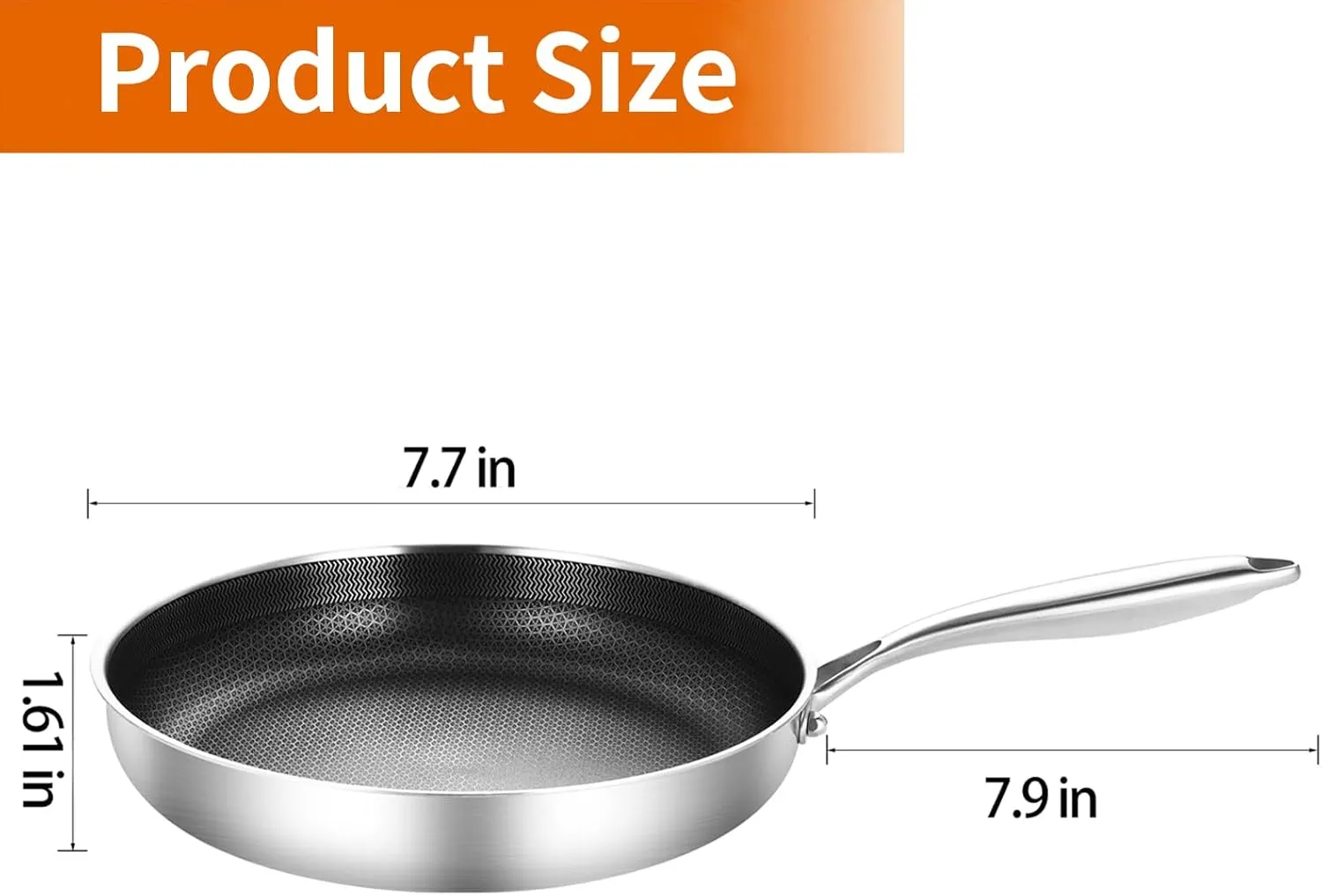 DELARLO Whole body Tri-Ply Stainless Steel 7.8 inch Mini Omelet Pans Nonstick Small Frying Pan, Oven safe induction skillet, Suitable for All Stove (Detachable Handle)