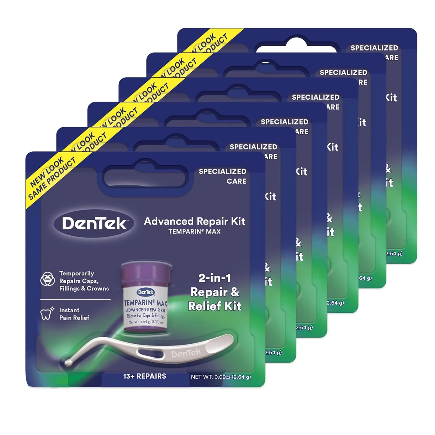 Dentek Temparin Max Repair Kit, 13  Repairs, 2.64 Grams (Pack of 6)