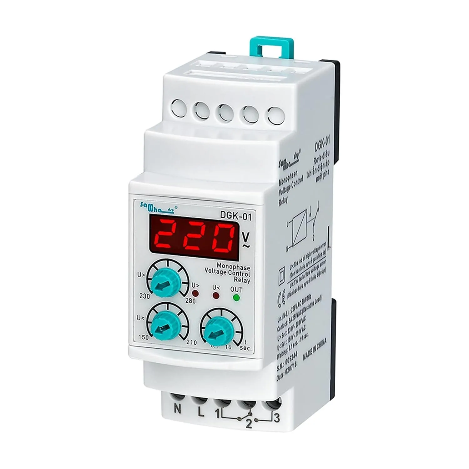 DGK-01 220VAC Ultra-Small Digital MonoPhase Overvoltage & Undervoltage Protection Relay