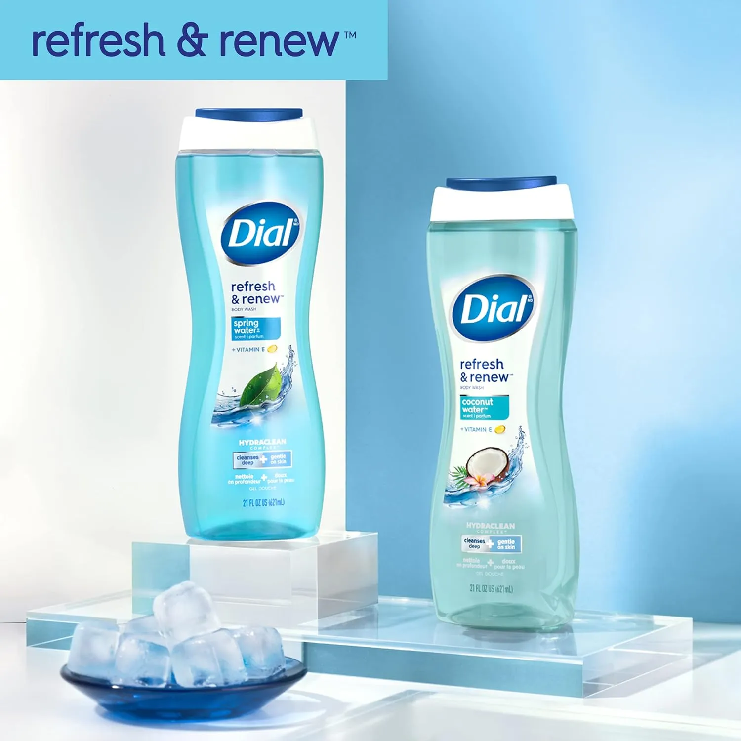 Dial Body Wash, Refresh & Renew Spring Water, 23 fl oz (Pack of 3)
