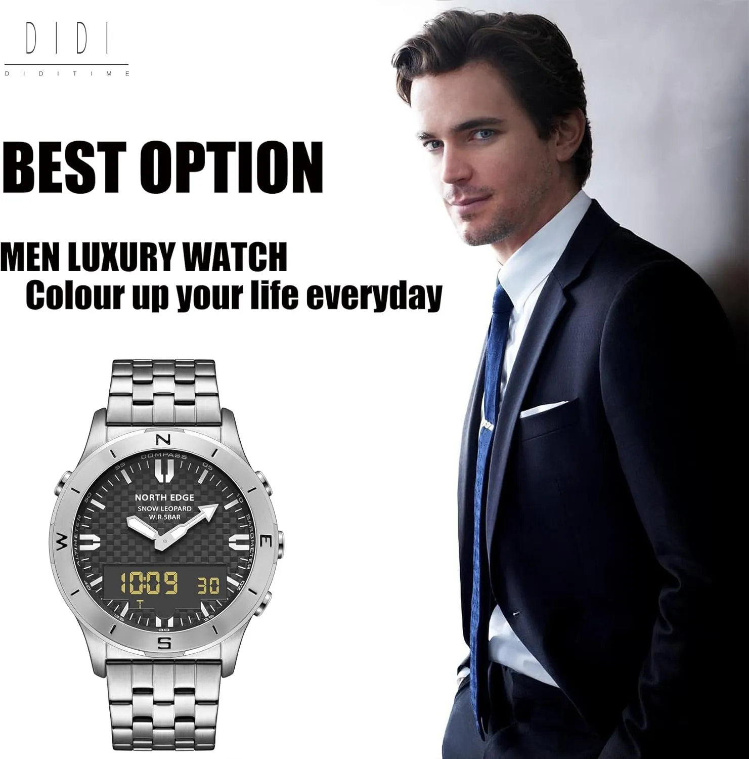 DIDITIME Tactical Watches for Men, Military Watches for Men, Waterproof 164FT, Fitness Watch, Mens Digital Watches with Compass, Metronome, Pedometer, Lightweight Breathable Nylon Watch