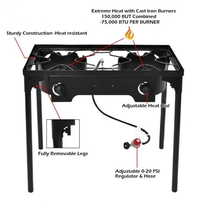 Digital-first BTU BBQ Burner Grill Stove Outdoor 150000 Double Season clearance
