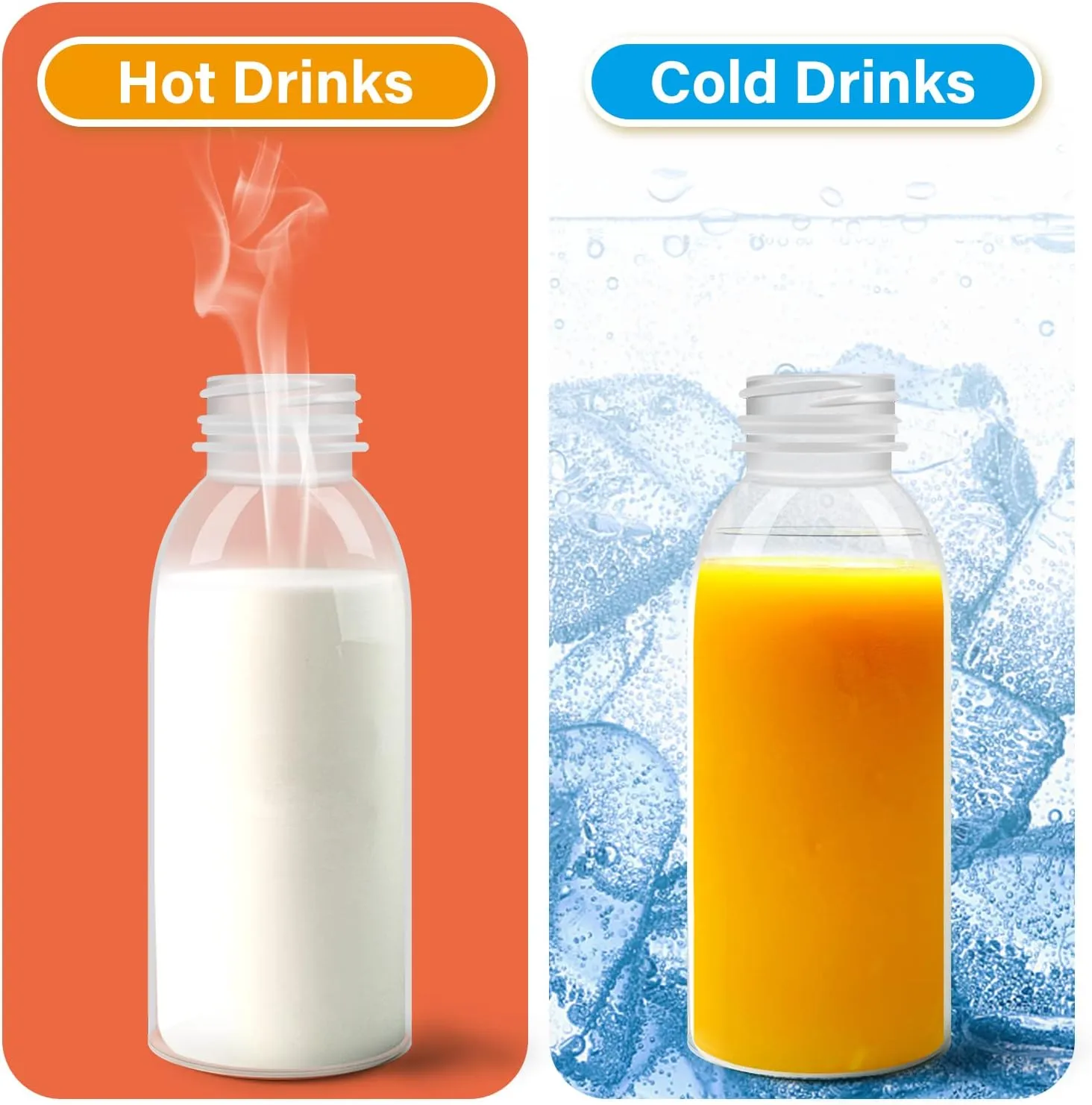 Dishwasher Safe 8oz Small Plastic Bottles with Caps Reusable BPA Free PP5 Juice Milk Water Smoothie Bottle Heat-Resistant Refillable