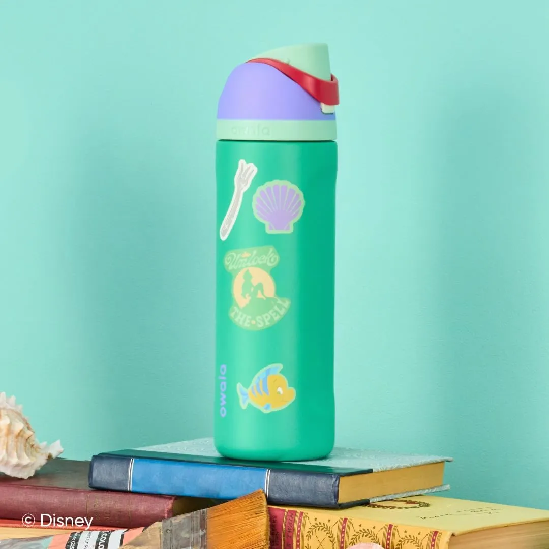 Disney Princess FreeSip Insulated Stainless Steel Water Bottle with Straw for Sports and Travel, BPA-Free Sports Water Bottle, 24 oz, Ariel