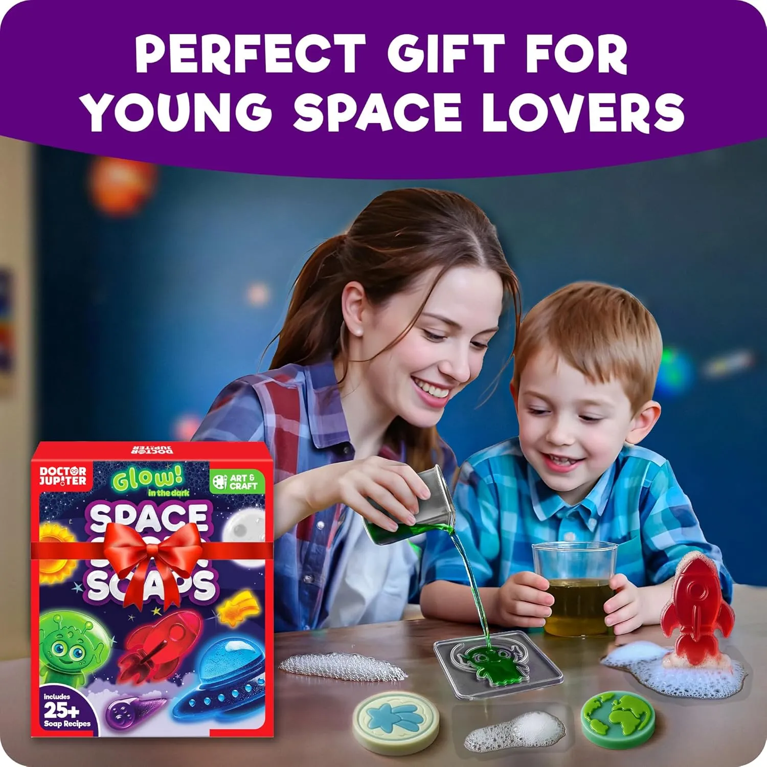 Doctor Jupiter Space Super Soaps - Soap Making Kit for Kids Ages 4  | Science Kit for Kids 4-5-6–7-8-12 Year Olds | Birthday Gift Ideas for Boys & Girls, Space Toys