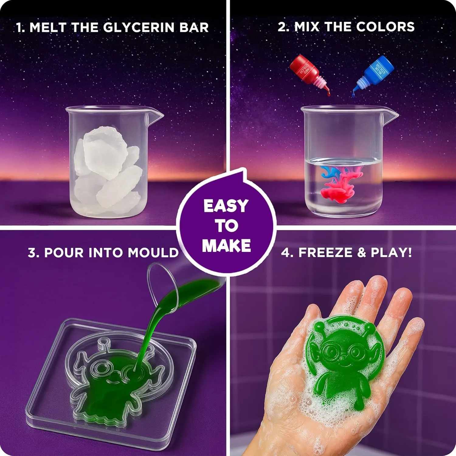 Doctor Jupiter Space Super Soaps - Soap Making Kit for Kids Ages 4  | Science Kit for Kids 4-5-6–7-8-12 Year Olds | Birthday Gift Ideas for Boys & Girls, Space Toys
