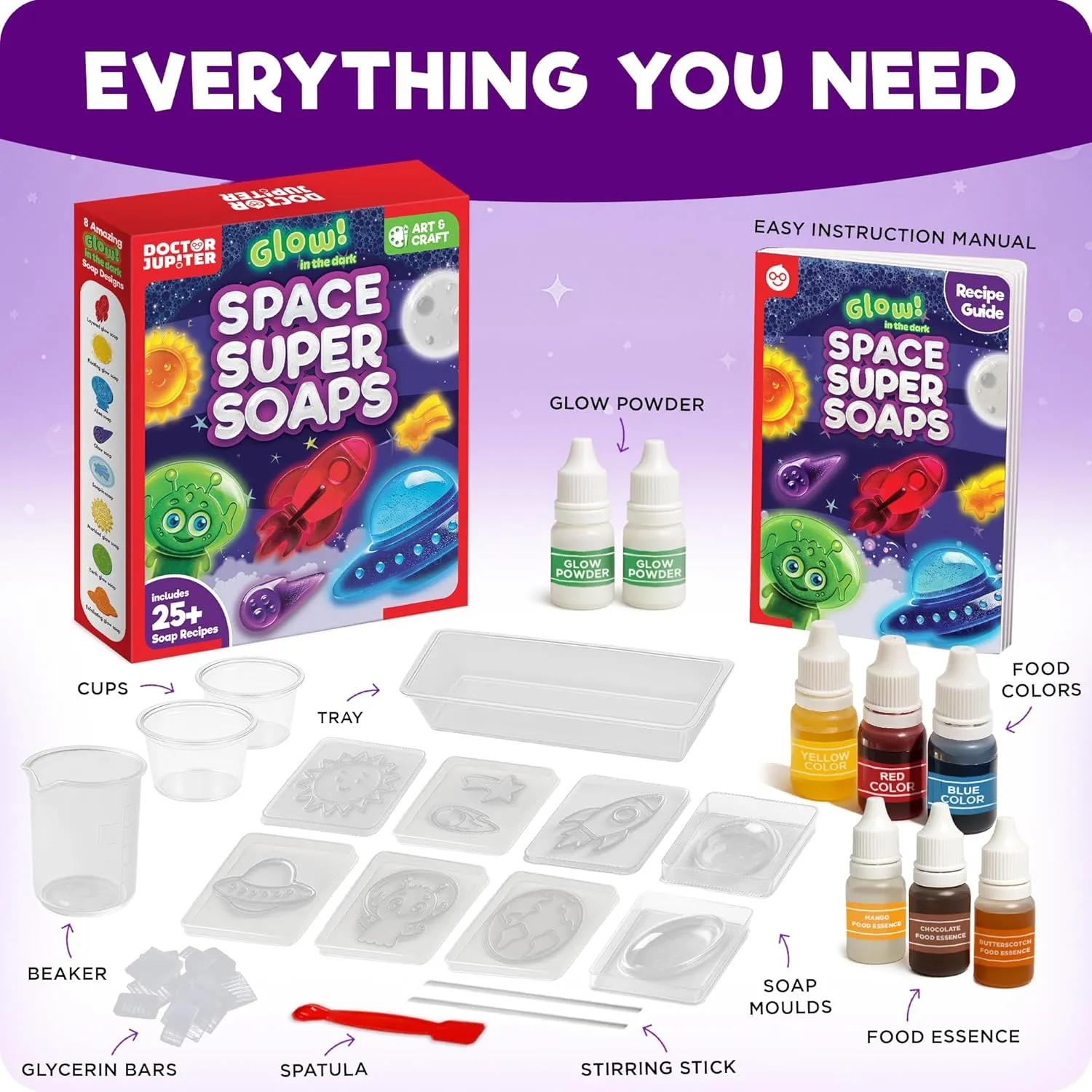 Doctor Jupiter Space Super Soaps - Soap Making Kit for Kids Ages 4  | Science Kit for Kids 4-5-6–7-8-12 Year Olds | Birthday Gift Ideas for Boys & Girls, Space Toys