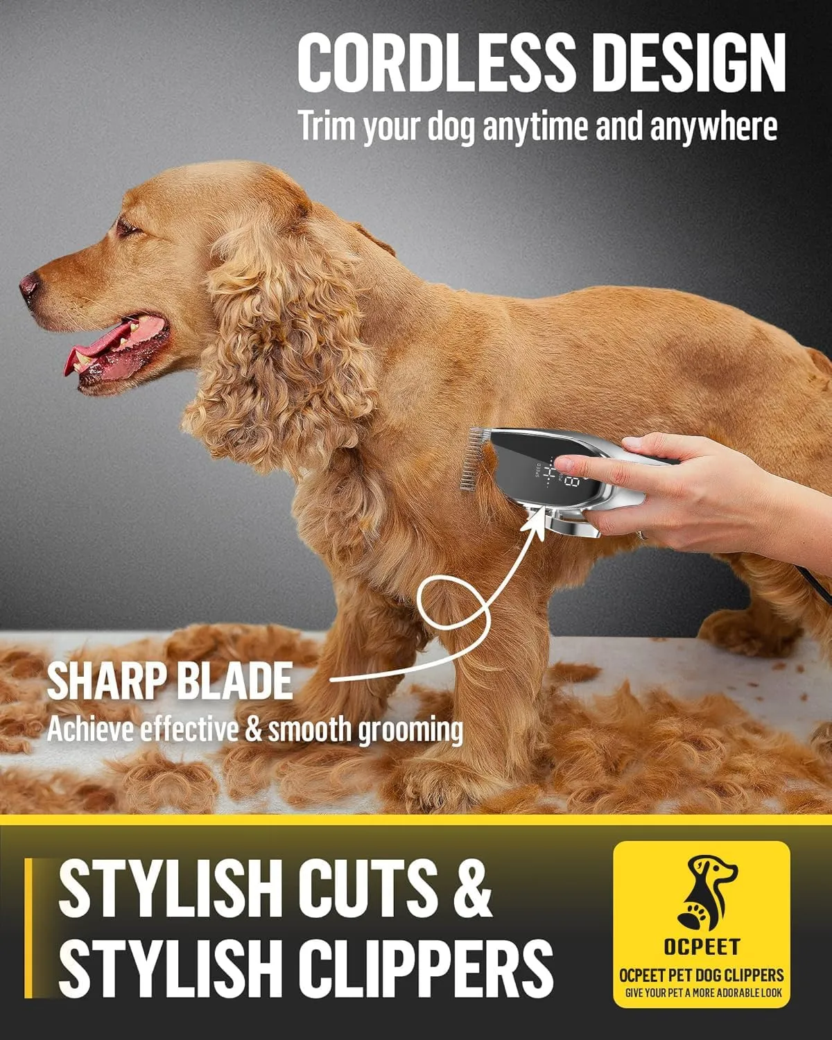 Dog Grooming Kit Low Noise，Cordless 4 in 1 Dog Clippers for Grooming Rechargeable Pet Cat Trimmer with 2 Speed,6 Guards,Scissors,Comb for Small Medium Large Pets Dogs Cats Thick Hair Cutting(DkSliver)