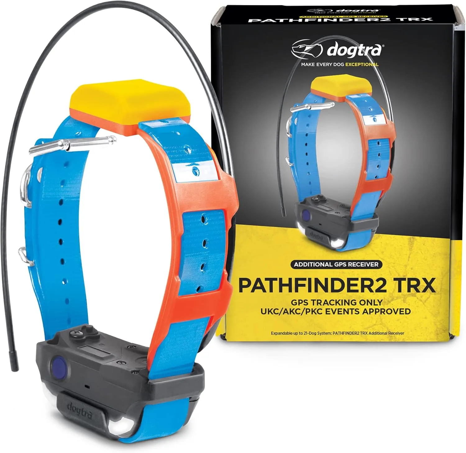 Dogtra Pathfinder 2 TRX Additional Receiver Dog GPS Tracker LED Light Blue Collar SmartWatch Compatible Rechargeable Waterproof Free Offline Maps No Subscription No Monthly Fee Smartphone Required