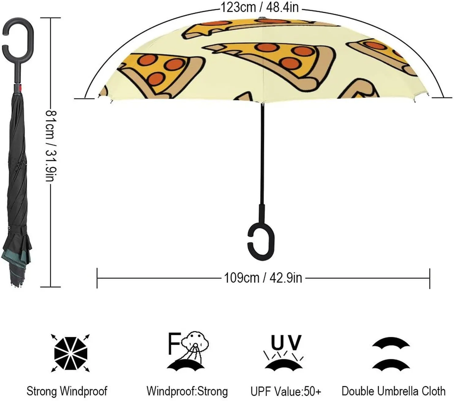 Donnapink Auto Large Inverted Rain Umbrella, Automatic Open/Close Reverse Car Umbrella Sun Protect UV Winds Rain Compact Parasol