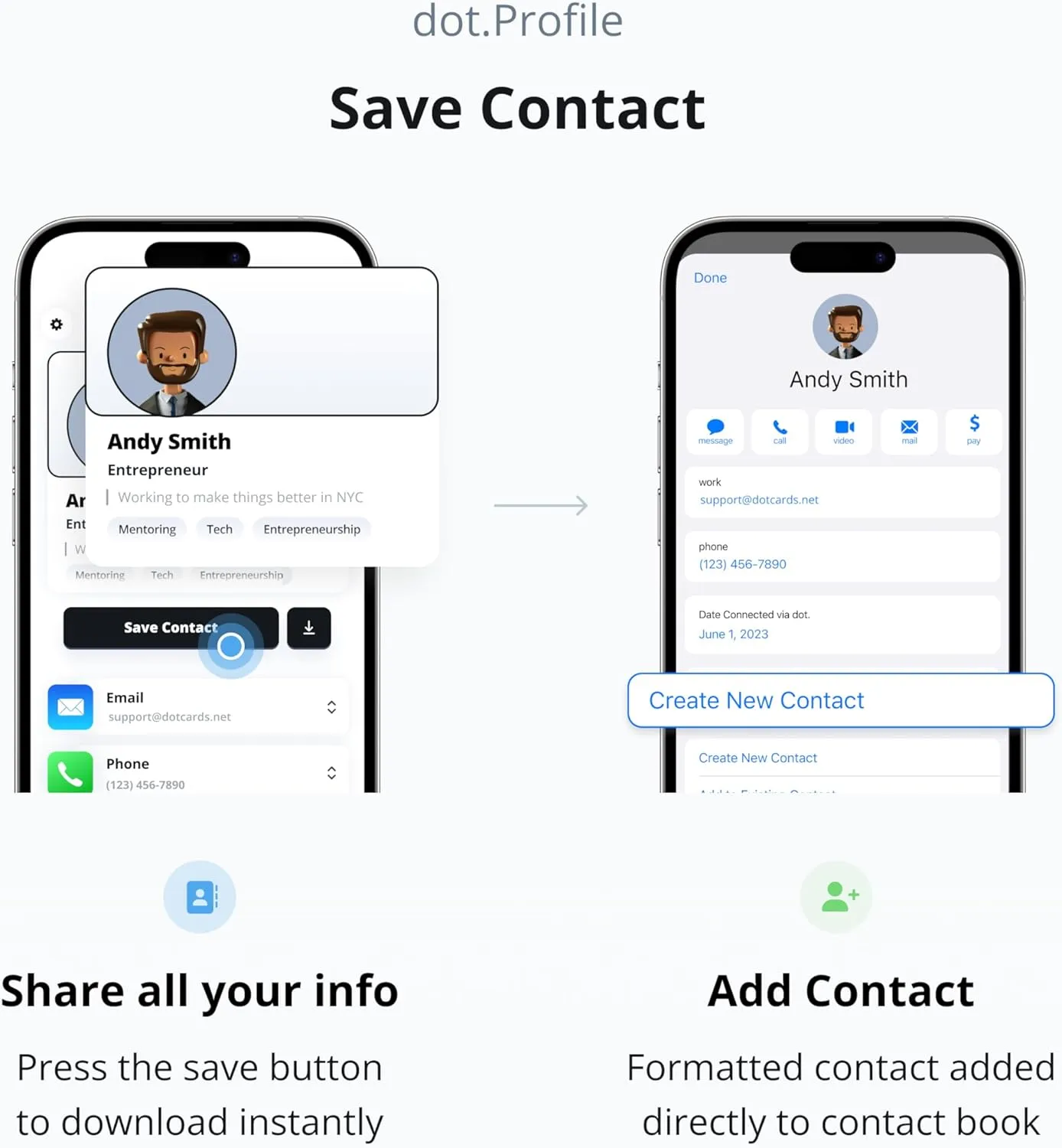 dot. Thin - Digital Business Card - Tap to Share NFC - iPhone & Android (Yellow)
