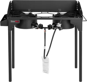 Double Propane Burner Outdoor Stove Burner for Outdoor Cooking Perfect for Home Brewing, Crawfish Boiler, Turkey Frying, Camping and Family Use