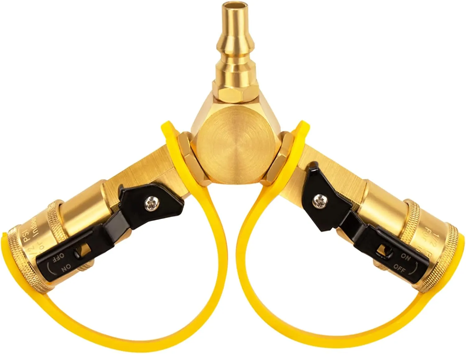 DOZYANT 1/4" RV Propane Quick Connect Y Splitter Adapter with Shutoff Valve for RV Trailer and Quick Connect Propane Hose Connect to Motorhome Tabletop Grill, 2 Way 1/4 inch Quick Disconnect Kit