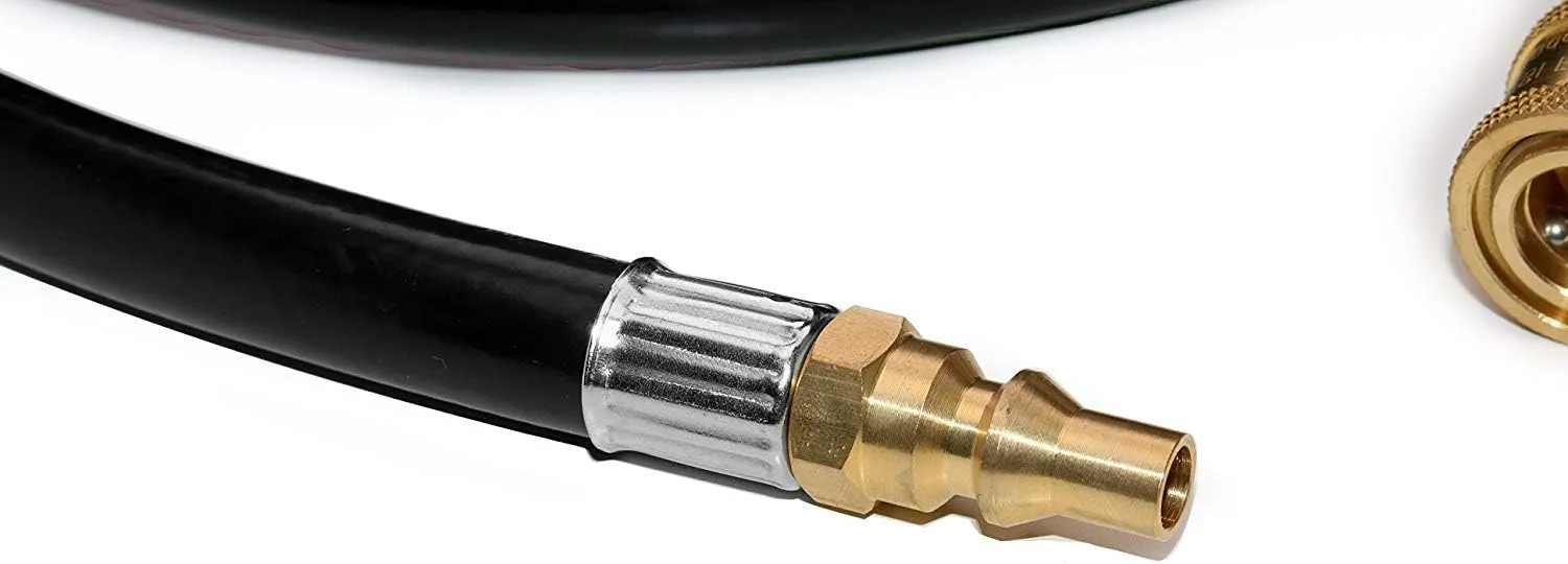 DOZYANT 24 feet Low Pressure Propane RV Quick Connect Extension Hose, 1/4" Safety Shutoff Valve & Male Full Flow Plug for RVs