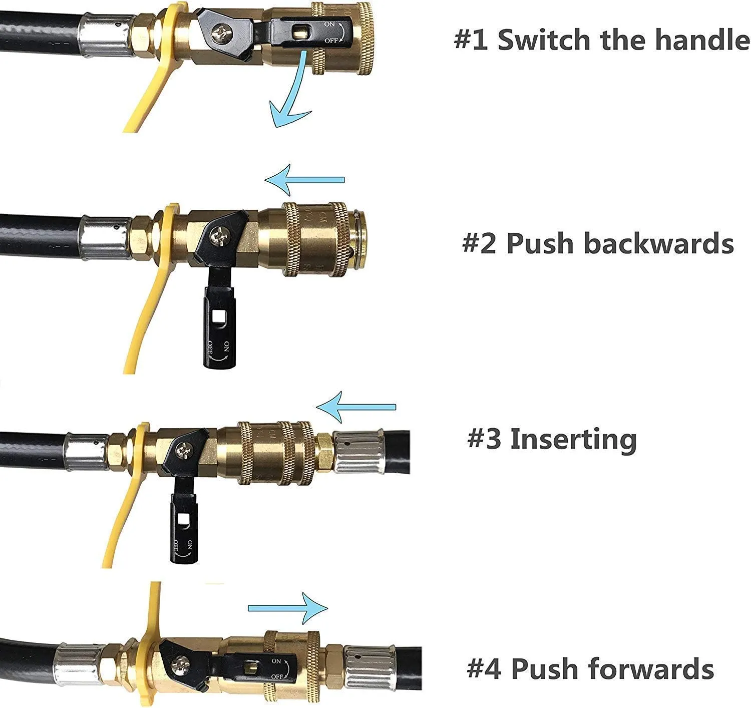 DOZYANT 24 feet Low Pressure Propane RV Quick Connect Extension Hose, 1/4" Safety Shutoff Valve & Male Full Flow Plug for RVs