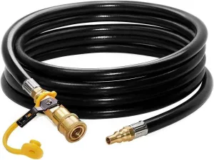 DOZYANT 24 feet Low Pressure Propane RV Quick Connect Extension Hose, 1/4" Safety Shutoff Valve & Male Full Flow Plug for RVs