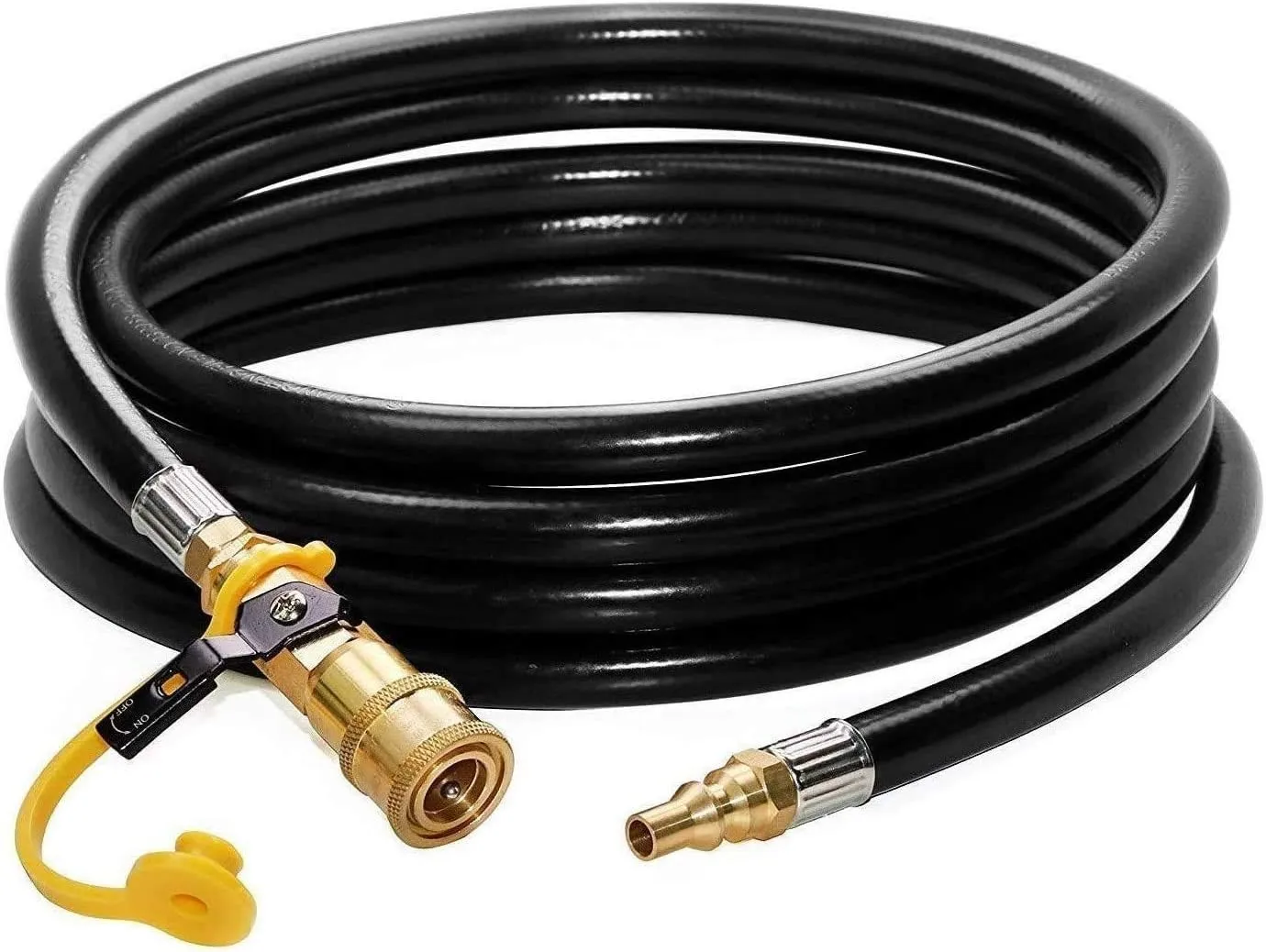 DOZYANT 24 feet Low Pressure Propane RV Quick Connect Extension Hose, 1/4" Safety Shutoff Valve & Male Full Flow Plug for RVs
