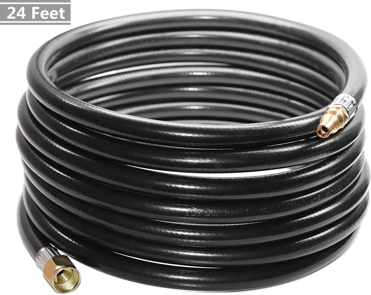 DOZYANT 24 FT Quick Connect Propane Hose for RV to Grill, RV Stove Hose Connection, BBQ Quick Release LP Gas Line for Camp Chef - 3/8 Female Flare Fitting x 1/4 Full Flow Quick-Connect Male Plug