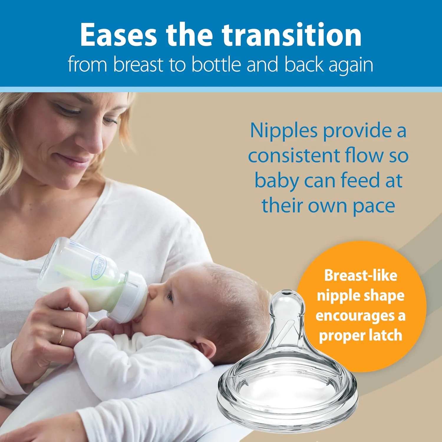 Dr. Brown's Natural Flow Anti-Colic Options  Wide-Neck Glass Baby Bottles 5 oz/150 mL, with Level 1 Slow Flow Nipple, 3 Pack, 0m 