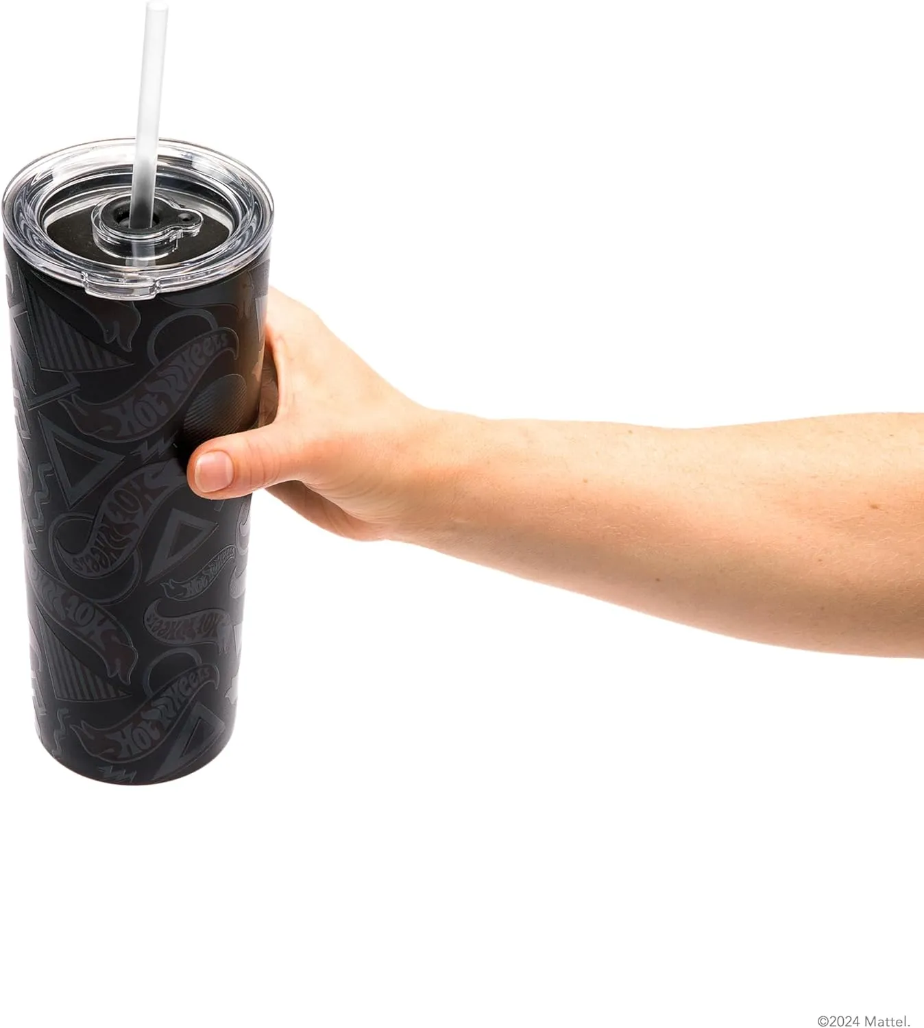 Dragon Glassware x Hot Wheels Insulated Tumbler with Lid and Straw - 24 oz Tumbler Cup with 2 Straws - Stainless Steel Tumbler with Straw for Water, Iced Tea - Travel Coffee Tumbler - Finish Line