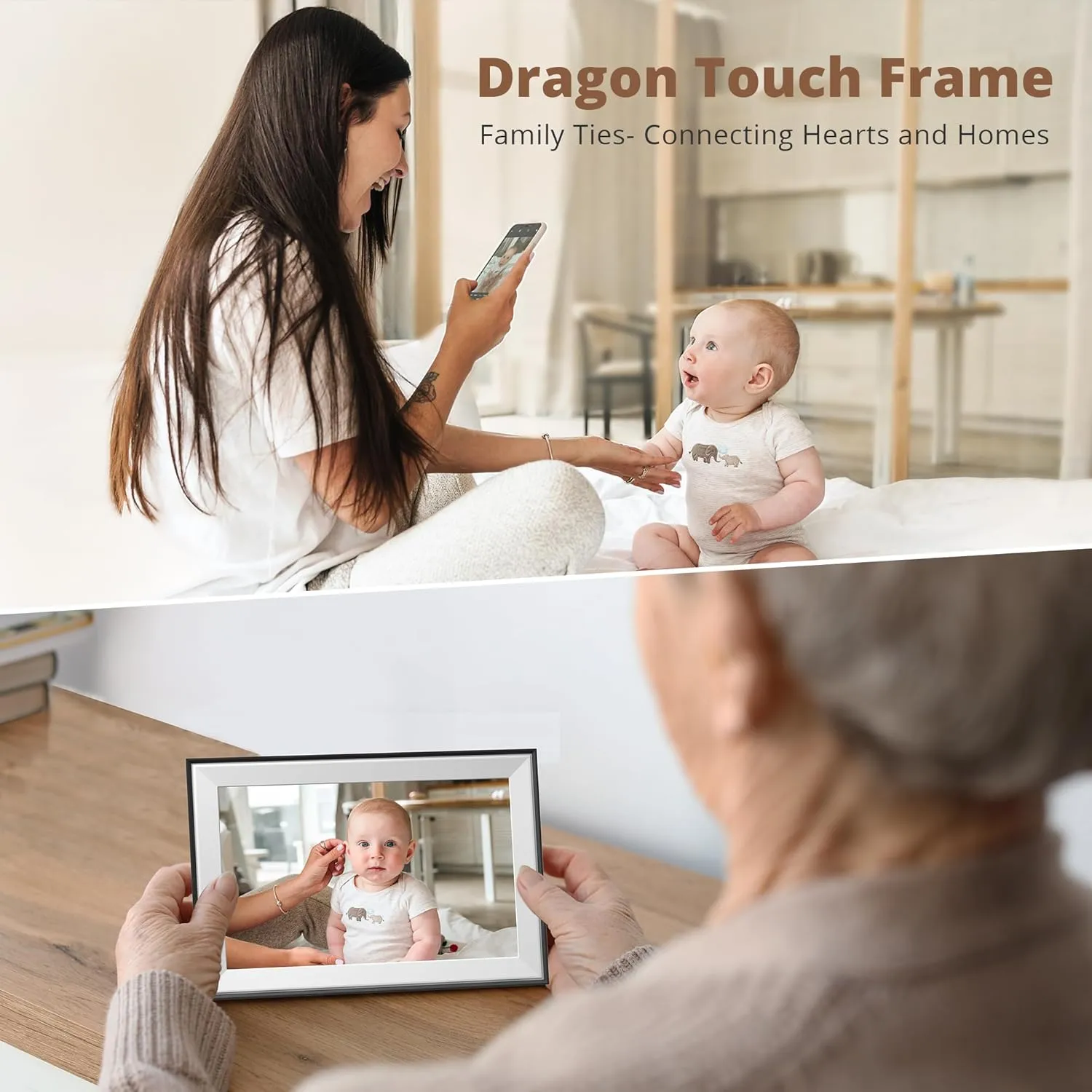 Dragon Touch Digital Picture Frame - 10.1 inch IPS Touch Screen WiFi Digital Photo Frame Display, 16GB Storage, Auto-Rotate, Share Photos via App