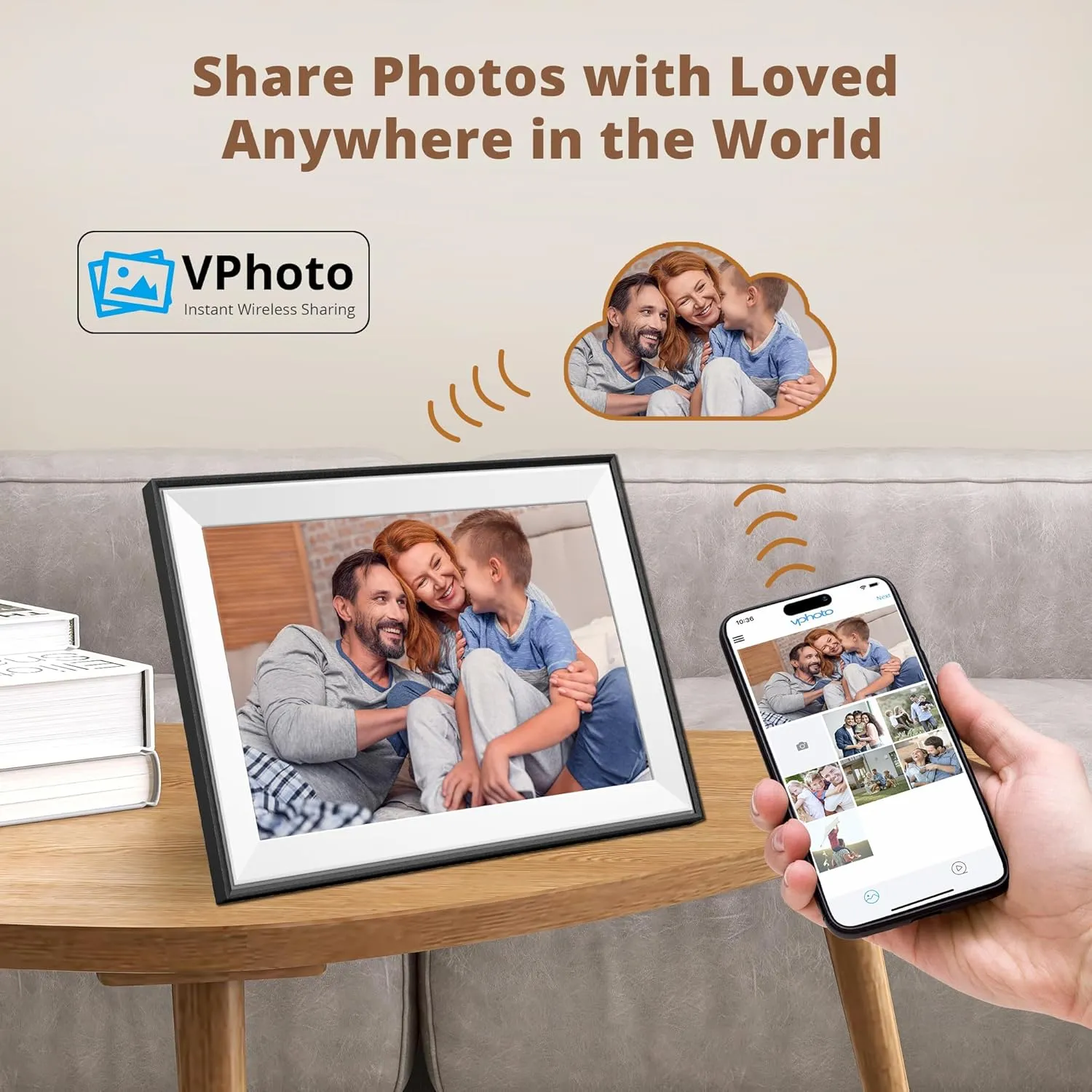 Dragon Touch Digital Picture Frame - 10.1 inch IPS Touch Screen WiFi Digital Photo Frame Display, 16GB Storage, Auto-Rotate, Share Photos via App