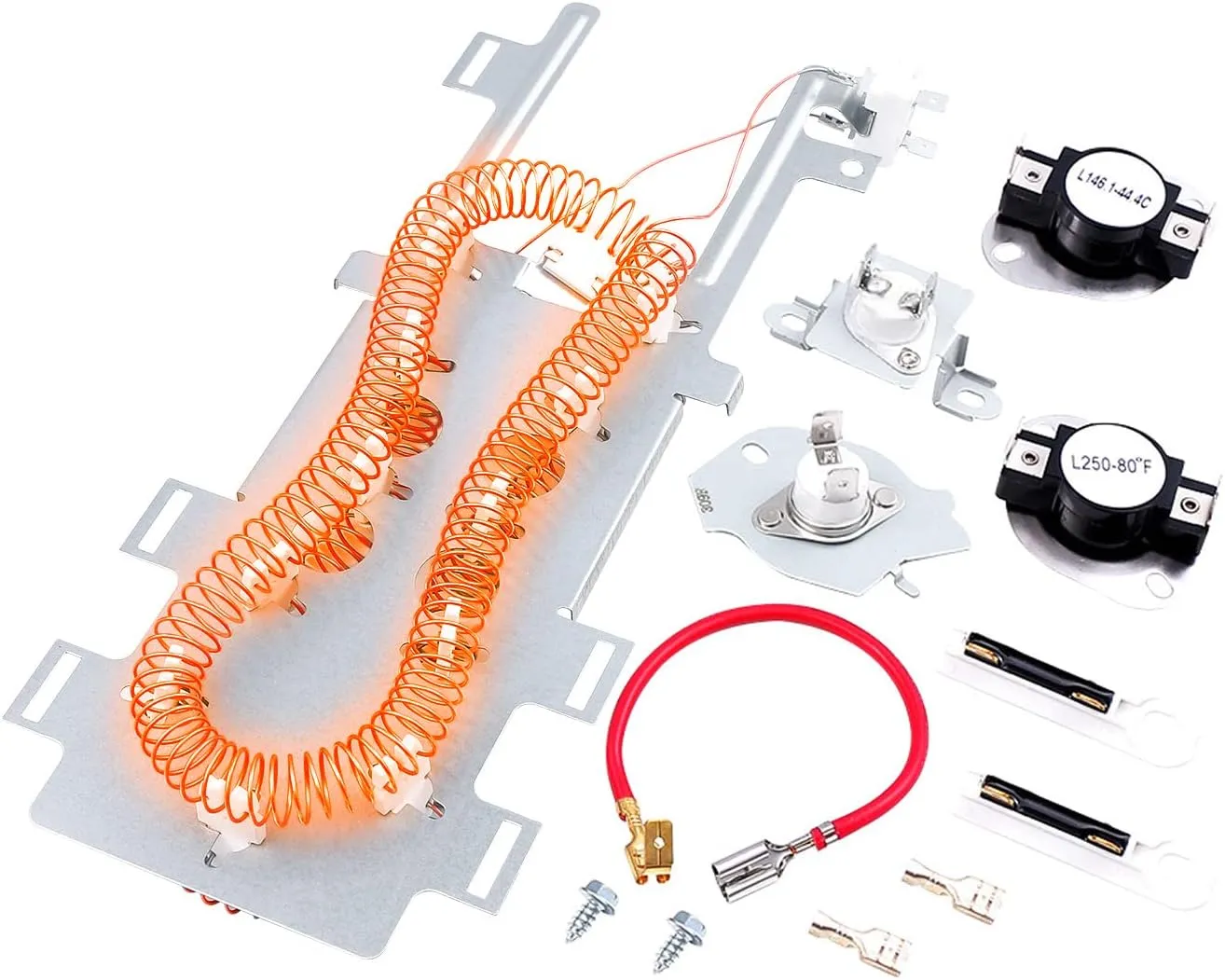 Dryer Heating Element Kit fit for May-tag Bravos 400 2000 3000 5000 9000 Series MED3000BW0 MED3500FW0 MED4000BW0 MED4200BG0 MED4200BW0 MED5100DC1 MED5100DW1 MED5500FC0 MED5500FW0 MED6000AG0 MED6000AW0