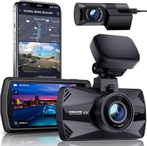 Dual Dash Cam 5G WiFi GPS, Real 4K HDR 1080P Dash Cam Front and Rear, 3.3 Inch Eye-Care Screen, Super HDR Night Vision, Parking Mode, Dash Camera for Cars with App, G-Sensor, Support 512GB Max