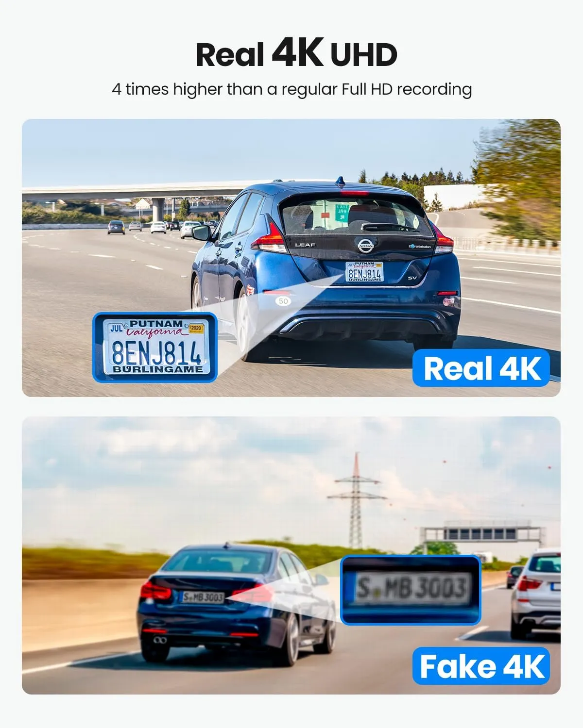 Dual Dash Cam 5G WiFi GPS, Real 4K HDR 1080P Dash Cam Front and Rear, 3.3 Inch Eye-Care Screen, Super HDR Night Vision, Parking Mode, Dash Camera for Cars with App, G-Sensor, Support 512GB Max