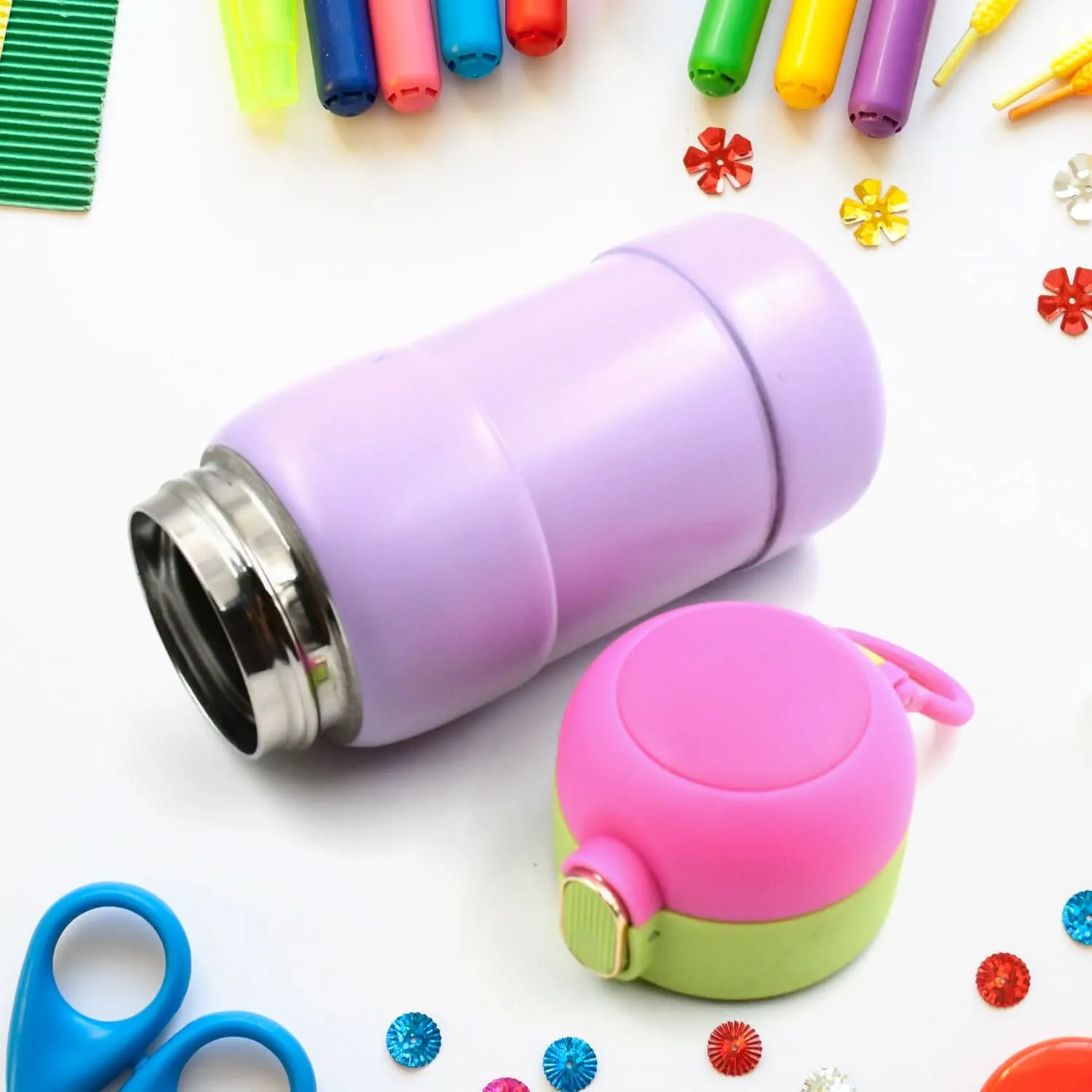 Duck Stainless Steel Water Bottle – 400 ml BPA-Free Thermos with Spill-Proof Cap (1 Pc)
