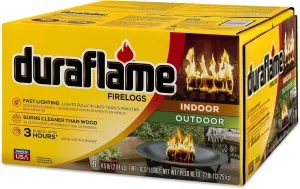 Duraflame 6-Pack Fire Logs for Indoor and Outdoor Use, 3-Hour Burn, 4.5 Lb Each - Firewood Starters and Accessories for BBQ, Camping, Stove, Pit and Chimney