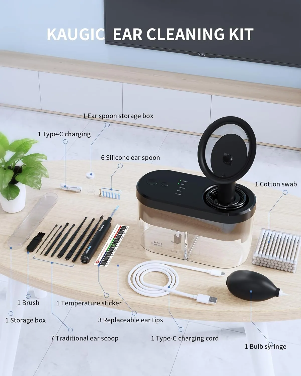 Ear Wax Removal Tool Camera Ear Irrigation Flushing System Ear Cleaner with Camera 1080 HD, Ear Flushing Kit for Adults with One-Piece Waste Tank