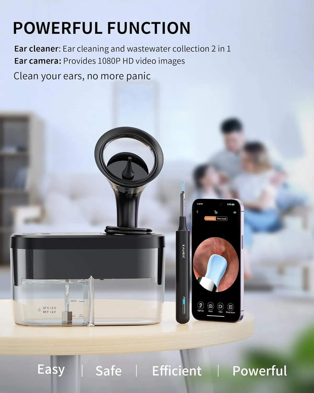 Ear Wax Removal Tool Camera Ear Irrigation Flushing System Ear Cleaner with Camera 1080 HD, Ear Flushing Kit for Adults with One-Piece Waste Tank