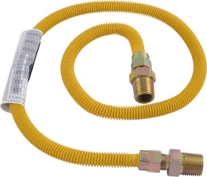 Eastman 48 Inch x 3/8 Inch OD Flexible Gas Line Connector with (2) 1/2 Inch MIP Fitting Ends for Natural Gas and Liquid Propane, Stainless Steel, Yellow, 10YE505048B