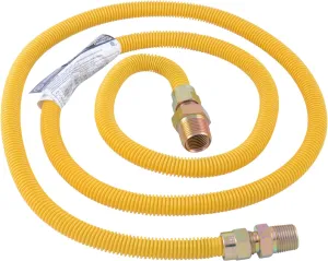 Eastman 72 Inch x 1/2 Inch OD Gas Line Connector with 3/4 Inch x 1/2 Inch MIP Fitting Ends for Natural Gas and Liquid Propane, Stainless Steel, Yellow, 20YE545072B