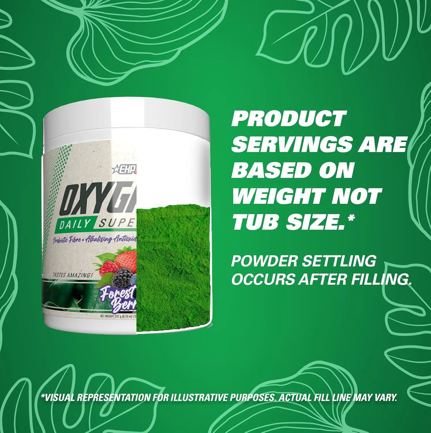 EHP Labs OxyGreens Super Greens Powder – Daily Greens & Superfood Supplement with Spirulina, Chlorella, Prebiotics, Digestive Enzymes, Antioxidants – 30 Servings (Forest Berries)